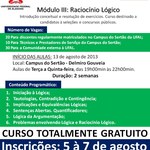 Curso de Matemática Comunitário - Inscrições abertas para Módulo de Raciocínio Lógico