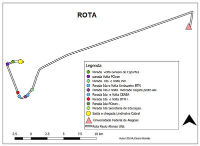 Rota do Transporte fornecido pela prefeitura de Paula Afonso